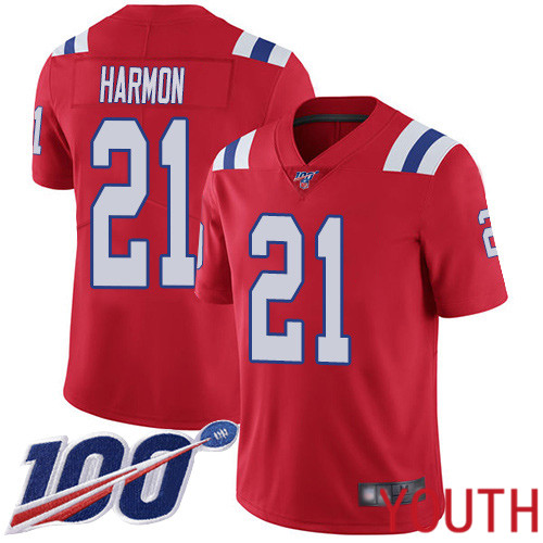 New England Patriots Football #21 100th Season Limited Red Youth Duron Harmon Alternate NFL Jersey